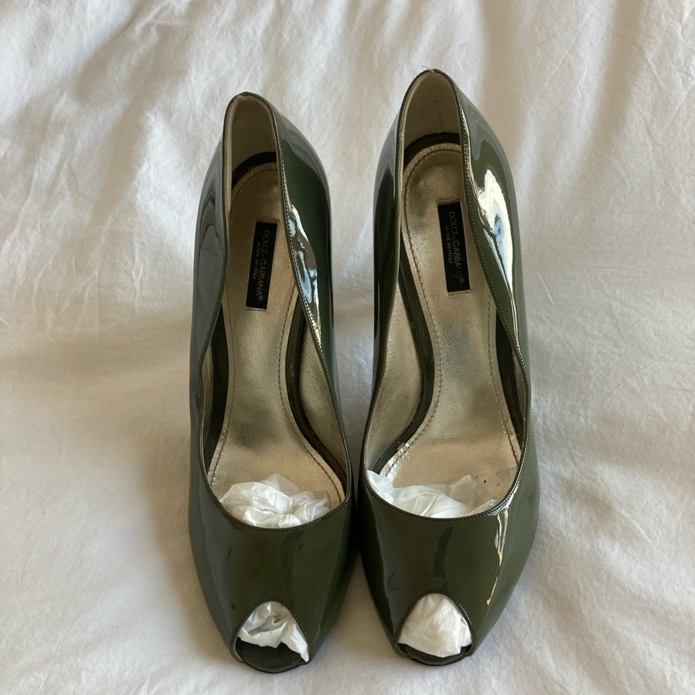 Dolce & Gabbana Green Patent Leather Heels